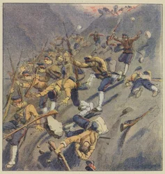 Die Russen schlagen die Japaner im Miaoline-Pass zurück