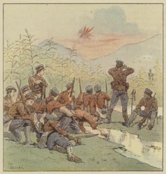 Japanische Infanterie versteckt sich im Gaolian