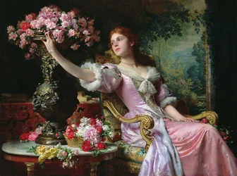 Dame mit Blumen