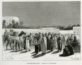 Die Ställe des Emirs Muhammad Ibn Abdullah Al Rashid, Illustration aus "Pilgrimage to Nejd, the cradle of the Arab race", veröffentlicht in der 