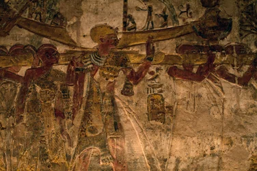 Basrelief aus dem Tempel von Derr, Unter-Nubien, Ägypten, ägyptische Zivilisation, Neues Reich, Dynastie XIX