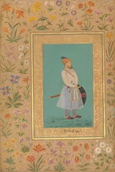 Porträt von Qilich Khan Turani, Folio aus dem Shah Jahan Album, recto: ca. 1640, verso: ca. 1530-50
