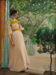 In der Gartentür. Die Frau des Künstlers, 1897