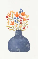Blaue Vase Wildblumen