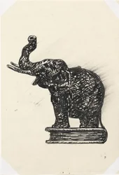 Elefant auf Buch (Skizze)