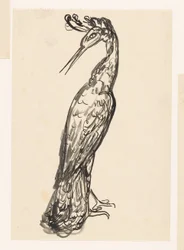 Reiher mit nach hinten gedrehtem Kopf