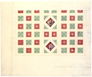 Deckenentwurf für das Schreibzimmer von Ludwig I. (1786-1868) in der Residenz Konigsbau, München, ca. 1835