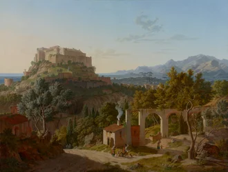 Landschaft mit dem Schloss von Massa di Carrara
