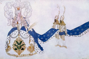 Kostümentwurf für Die Königin und ihre Pagen, aus Dornröschen, 1921
