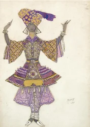 Kostümentwurf für das Ballett Der Blaue Gott von R. Hahn, 1911