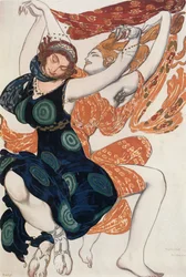 Kostümentwurf für zwei böotische Frauen, aus dem Ballett "Narcissus", mythologisches Gedicht mit Musik von N