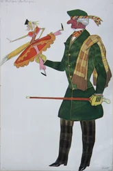 Engländer. Kostümentwurf für das Ballett Der magische Spielzeugladen von G. Rossini, 1919