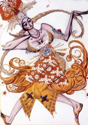 Léon Baksts Kostüm für Igor Strawinskys „Der Feuervogel“ an der Pariser Oper, Juni 1910