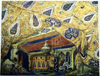 Bühnenbild für das Ballett Scheherazade von N. Rimski-Korsakow