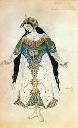 Die Prinzessin, Kostümentwurf für Igor Strawinskys Ballett "Feuervogel"