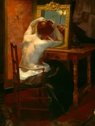 Eine Dame bei der Toilette