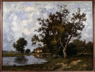 Landschaft à la Mare, Gemälde von Leon Richet (1847-1907) 20. Jahrhundert