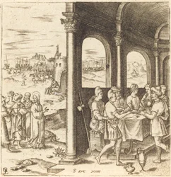 Christus auf dem Weg zum Haus eines Pharisäers