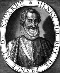 Henri IV (1553-1610) französischer König von 1589-1610, Gravur von Leonard Gaultier und N. de Mathoniere