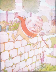 Humpty Dumpty hatte einen großen Sturz (Farblithografie)