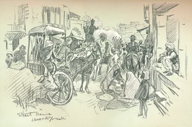 Eine Straßenszene in Delhi