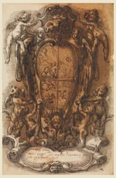 Entwurf eines Wappenschildes mit Wappen