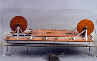 Flussbagger, Modell von Leonardo da Vinci (1452 - 1519). Museum für Wissenschaft und Technologie, Mailand.