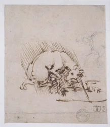 Ein Einhorn taucht sein Horn in einen Wasserpool, ca. 1481
