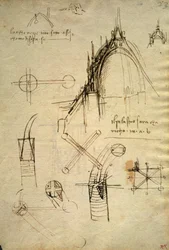 Architektonische Details und Querschnitt der Kuppel des Doms in Mailand, f41 des Codex Trivulzianus
