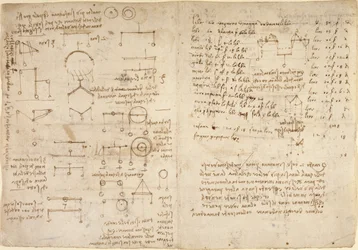 Notizen und Diagramme zur Mechanik aus dem 