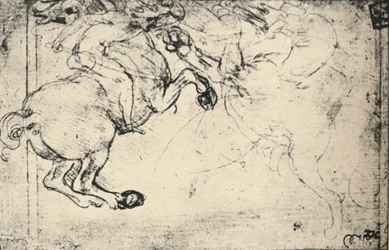 Kampf zwischen einem Reiter und einem Greif, ca. 1480