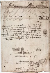 Studie für einen Marinedredger von Leonardo da Vinci (1452-1519). Zeichnung mit Feder und Tinte