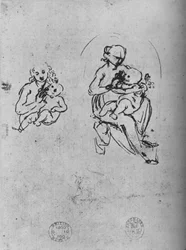 Drei Studien einer Madonna mit Kind, um 1475 1945