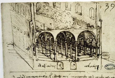 Stadtplanung: architektonischer Plan (39) von Leonardo da Vinci - Bibliothek des Institut de France