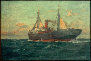 Dampfer mit Hilfsbesegelung
