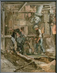 L. Sandrock, Reparaturarbeiten im Stahlwerk