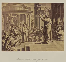 Karikatur - Paulus predigt in Athen