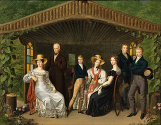 Die kaiserliche Familie um den Herzog von Reichstadt in einer Gartenlaube