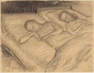 Die Kinder des Künstlers Wolf und Anna schlafen, um 1900