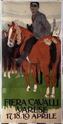Werbeplakat für Pferdemarkt in Varese, Italien