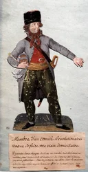 Französische Revolution: „Mitglied des Revolutionären Komitees“. Gouache der Brüder Lesueur (18. Jahrhundert). Musée Carnavalet, Paris