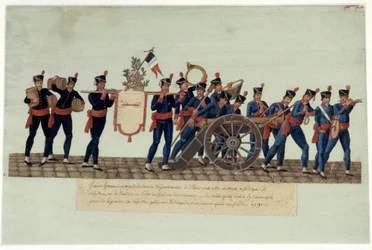 Französische Revolution von 1789: Junge Männer tragen Pulver und Salpeter zur Konvention