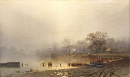 Nebel. Der Rote Teich in Moskau im Herbst, 1871