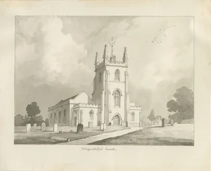 Kingswinford Kirche: Sepia-Zeichnung, 1837