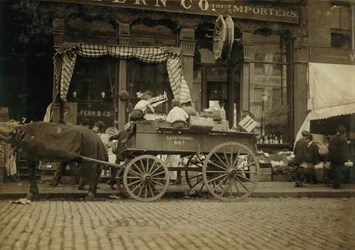 Jungen verkaufen Gemüse auf dem Markt in Boston, Massachusetts