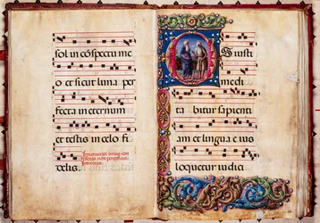Piccolomini-Bibliothek: Chorbuch, cod. 17.2, ff. 30v-31r mit „Zwei Einsiedlerheilige“