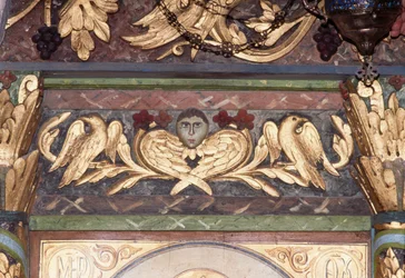 Dekoration, Detail der Ikonostase in der byzantinischen Kirche St. Georg, Anidri, Kreta, Griechenland