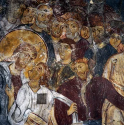 Jesus und die Apostel, Fresken im Inneren des Klosters Panagia Antifonitria, Myriokefala, Kreta, Griechenland