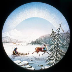Lappland-Szene, handkoloriertes Zauberlaternenbild