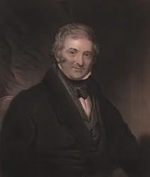 Porträt des englischen Dramatikers Thomas Morton (1764-1838), Stich von W. Hunt nach einem Gemälde von Martin Archer Shee, 23x32 cm, Virtue and Co Publisher, London, um 1860